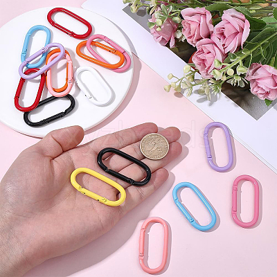 18Pcs 9 Colors Alloy Spring Gate Rings FIND-SC0022-16-1