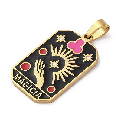 Ion Plating(IP) 304 Stainless Steel Enamel Pendants STAS-Q003-01G-022-1