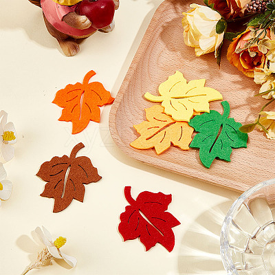 4 Sets Leaf Wool Needle Felting Decoration DIY-MA0006-83A-1