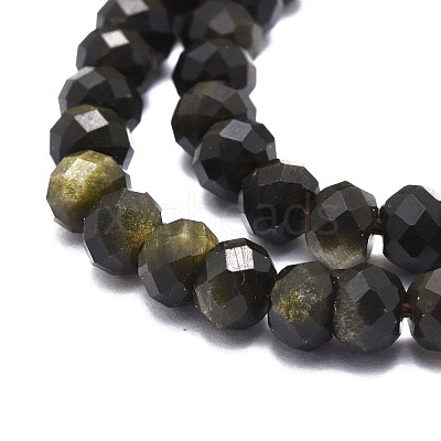 Natural Golden Sheen Obsidian Beads Strands G-E569-I02-1