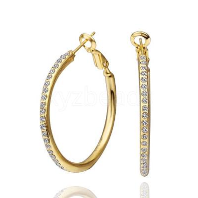 Chic Tin Alloy Czech Rhinestone Hoop Earrings For Women EJEW-BB12126-G-1