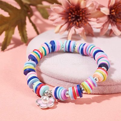 Flat Round Handmade Polymer Clay Beads CLAY-R067-6.0mm-18-1