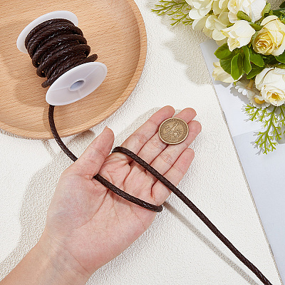 1 Roll Round Braided Cowhide Leather Cord NWIR-CL0001-01A-1