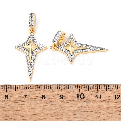 Brass Micro Pave Clear Cubic Zirconia Pendants KK-G543-15GP-03-1