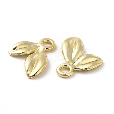 Rack Plating Alloy Leaf Charms FIND-G044-07LG-1
