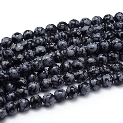 Natural Snowflake Obsidian Round Bead Strands X-G-J303-09-8mm-1