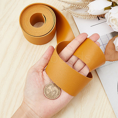 2M Flat Double Face Lychee Pattern Imitation Leather Band LC-WH0010-01B-05-1