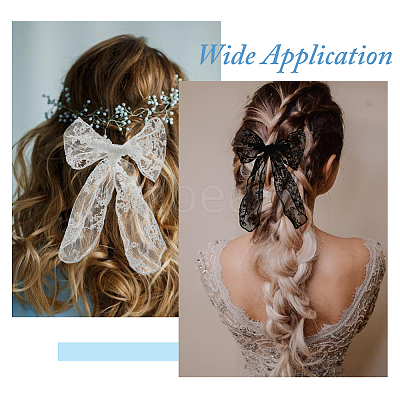 6Pcs 2 Colors Lace Bowknot Polyester Alligator Hair Clips PHAR-FH0001-05-1