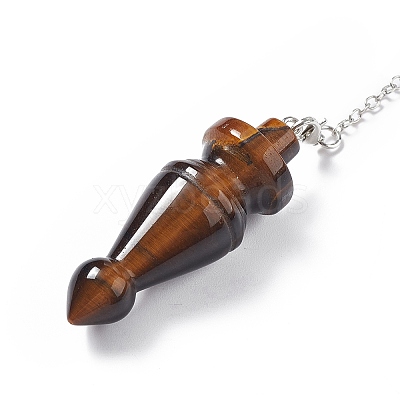 Natural Tiger Eye Pointed Dowsing Pendulums AJEW-B020-03P-03-1