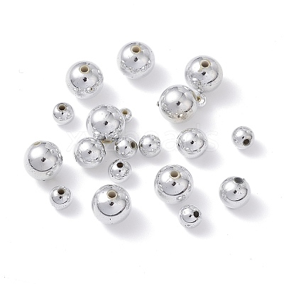Silver Color Plated Acrylic Round Spacer Beads PACR-MSMC001-06-1