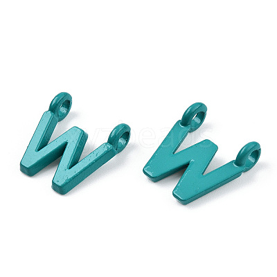 Rack Plating Spray Painted Alloy 2-Loop Link Pendants PALLOY-N176-01W-1