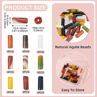 36Pcs 9 Colors Natural Agate Beads Sets G-TA0002-75-1