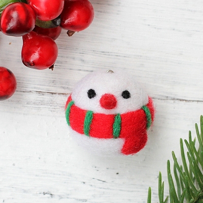 Christmas Theme Snowman Brooch Cactus Needle Felting Kit DIY-K055-04-1