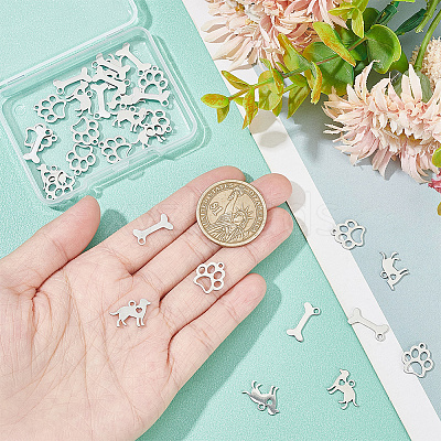 30Pcs 3 Style 304 & 201 Stainless Steel Pendants STAS-AR0001-82-1