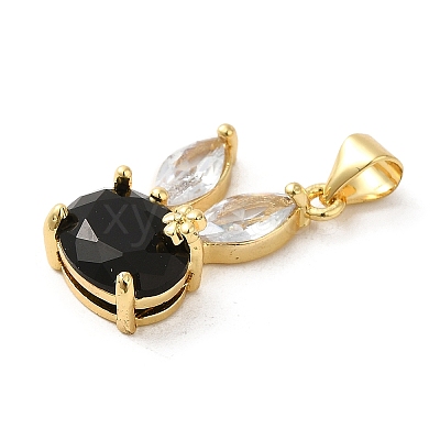 Rack Plating Brass Micro Pave Cubic Zirconia Pendants KK-P241-20G-04-1