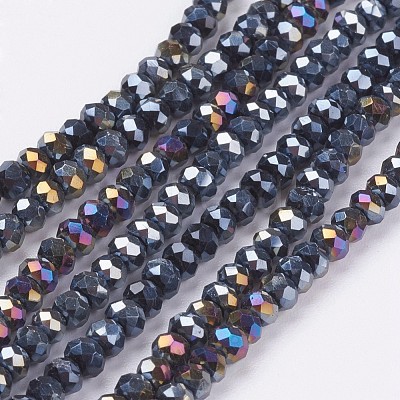 Faceted Rondelle Electroplate Glass Bead Strands X-EGLA-R048-2mm-02-1