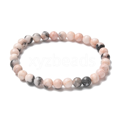 Natural Zebra Jasper Bead Stretch Bracelets X-BJEW-K212-A-035-1