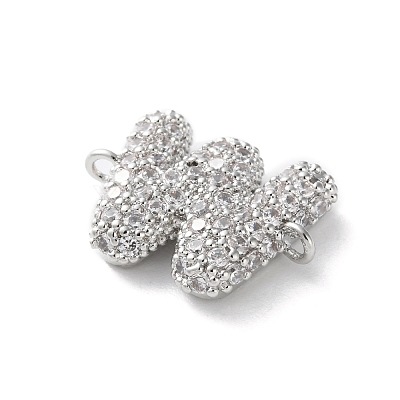 Brass Micro Pave Cubic Zirconia Letter Links KK-I717-04W-P-1