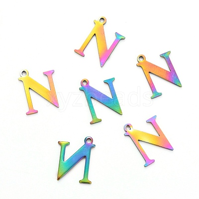 Ion Plating(IP) 304 Stainless Steel Alphabet Charms STAS-H122-N-M-1