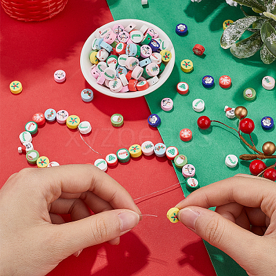 Christmas Theme 300Pcs Handmade Polymer Clay Beads CLAY-SP0001-01B-1