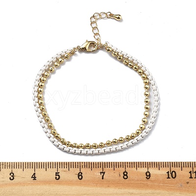 Brass Beaded Double Strand Bracelets BJEW-U027-02G-1