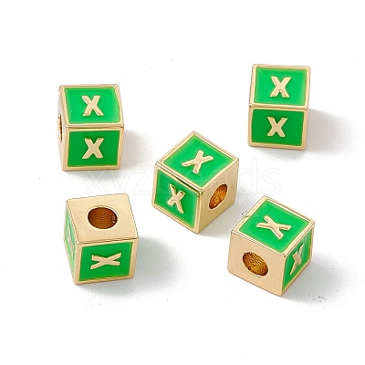 Rack Plating Brass Enamel Beads KK-B060-04G-02X-1