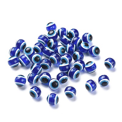 Round Evil Eye Resin Beads RESI-R159-10mm-08-1