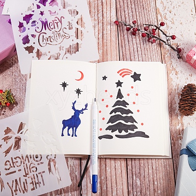 16 Sheets 16 Style PET Drawing Stencil DIY-SZ0003-80-1