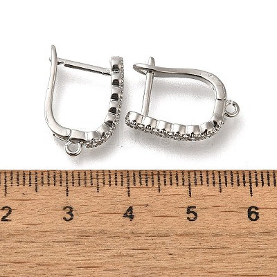 Rack Plating Brass Micro Pave Cubic Zirconia Hoop Earring Findings EJEW-H143-05P-1