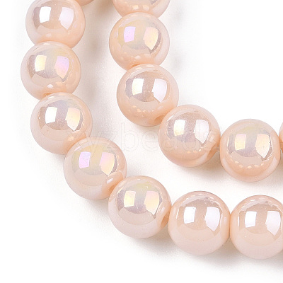 Electroplate Opaque Glass Beads Strands X-GLAA-T032-P10mm-AB09-1