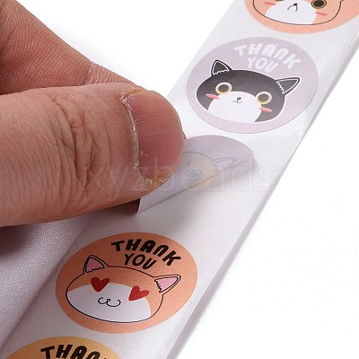 Flat Round Paper Thank You Stickers DIY-C042-12A-1