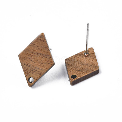 Walnut Wood Stud Earring Findings MAK-N033-005-1