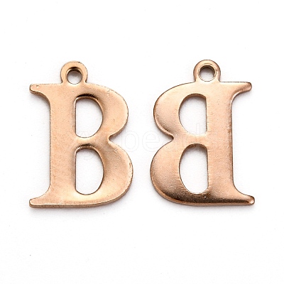 Ion Plating(IP) 304 Stainless Steel Alphabet Charms STAS-H122-B-AG-1