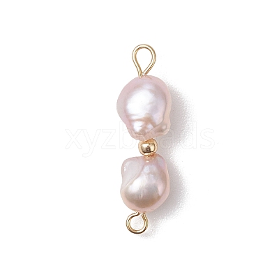 Natural Pearl Potato Beaded Connector Charms PALLOY-JF04902-1
