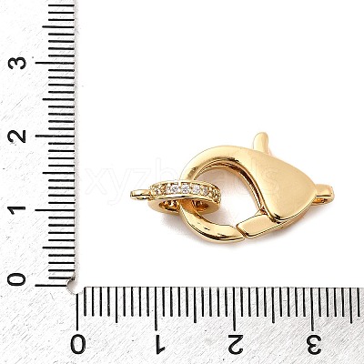 Brass Clear Cubic Zirconia Lobster Claw Clasps KK-Z078-50G-1