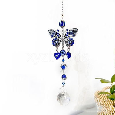 Alloy & Glass Blue Evil Eye Pendant Decorations PW-WG80323-03-1
