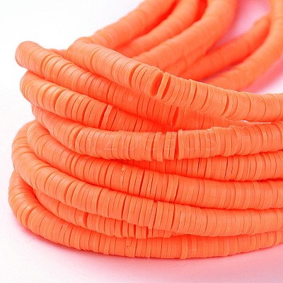 Flat Round Handmade Polymer Clay Beads CLAY-R067-6.0mm-12-1