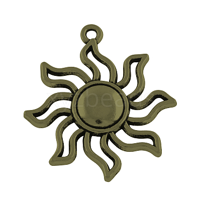 Tibetan Style Alloy Solar Eclipse Pendants TIBEP-R304-004AB-FF-1