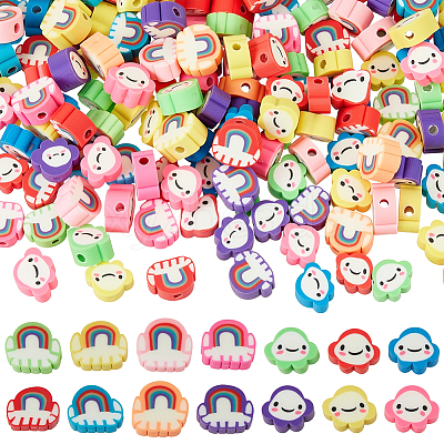 200Pcs 2 Styles Handmade Polymer Clay Beads CLAY-PA0001-53-1