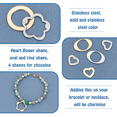 80Pcs 8 Style 304 Stainless Steel Linking Rings STAS-UN0022-50-1