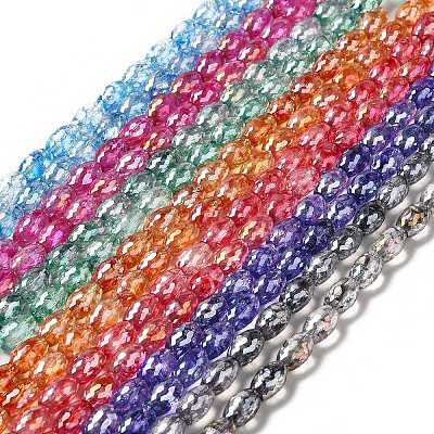 Electroplate Transparent Glass Beads Strand GLAA-G088-06-1