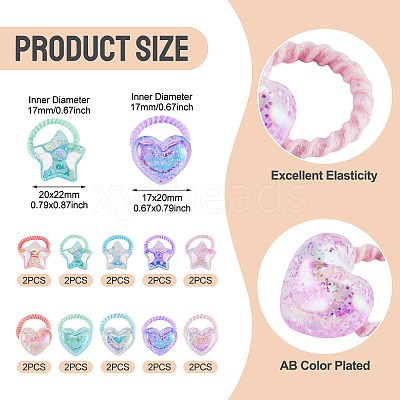 20Pcs 20 Colors Polyester & Plastic Girls Hair Accessories OHAR-TA0001-18-1