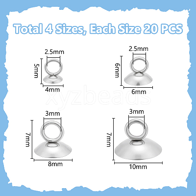 80Pcs 4 Styles 201 Stainless Steel Bead Cap Pendant Bails STAS-UN0063-51-1
