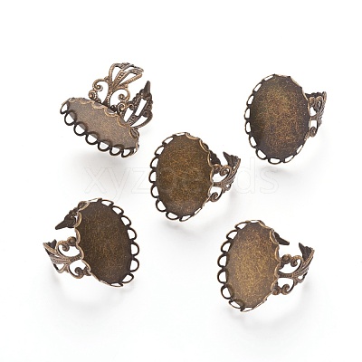 Cuff Brass Filigree Ring Components KK-E478-AB-NF-1