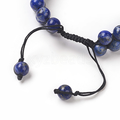 Adjustable Natural Lapis Lazuli Braided Bead Bracelets BJEW-E351-01A-1