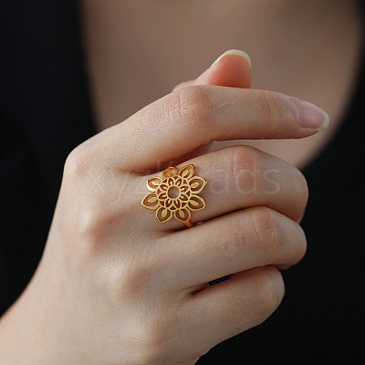 Bohemian Style 304 Stainless Steel Finger Rings for Women FS-WGCEB2E-07-1