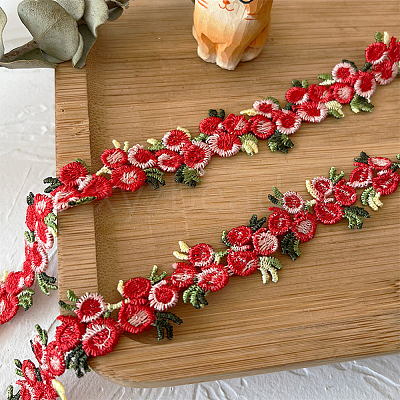 Flower Polyester Jacquard Ribbon FABR-PW0001-248B-1