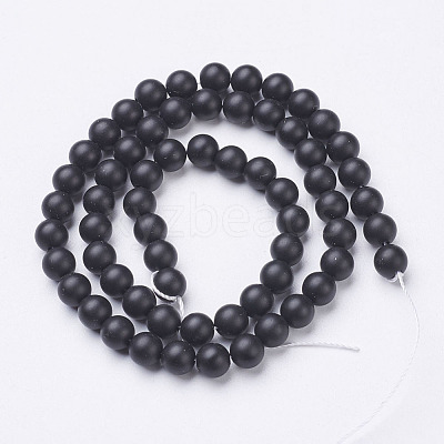 Natural Black Agate Beads Strands X-G-D543-6mm-1