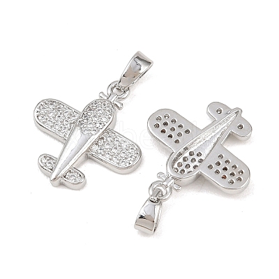 Brass Micro Pave Clear Cubic Zirconia Pendants KK-G549-18C-P-1