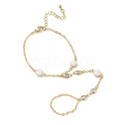 Brass Micro Pave Clear Cubic Zirconia Mittens Bracelets for Women BJEW-C156-02G-1